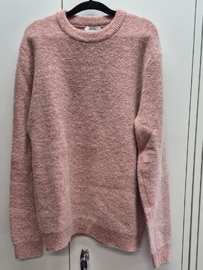 Reiss Bouclé Crewneck Sweater in Blush Pink